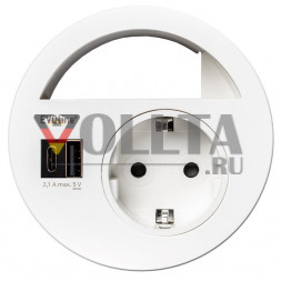 EVOline Circle80 / Белый / питание / USB-AC / кабельная розетка