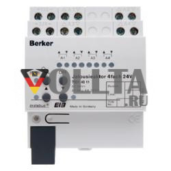 Berker 75314011 привод жалюзи 4-х канальный 6 A 24 В постоянного тока ручной, статус, REG светло-серый KNX
