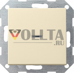 Gira 013601 System55 Контрольный выключатель с  подсветкой, 10А, универсальный, выключатель/переключатель  кремово-белый , тон:глянец