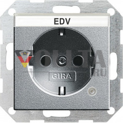 Gira 045226 System55 SCHUKO-розетка  16А, без штампа (надписи) цвет: алюминевый