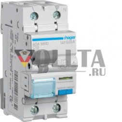 Переключатель Hager ADA560D FI/LS 1-полюсный+N 10kA C10A 0.03AA