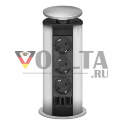 Направляющая для кабеля порта EVOline / серебристая / 3 выдвижных гнезда