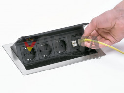 EVOline Fliptop Push Black L 3x розетки / 2x RJ45 / 1x свободное пространство
