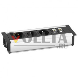 EVOline FrameDock DATA / белый цвет / 3 розетки питания / 2 порта RJ45