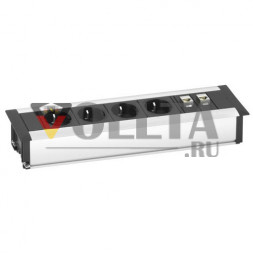 EVOline FrameDock DATA MEDIUM / анодированный серебристый / 4 разъема питания / 2 разъема RJ45