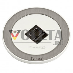 EVOline One / зарядное устройство с двумя USB-портами переменного тока / защитное кольцо из нержавеющей стали / белое